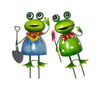 Itkcozcg Figurines de grenouilles printanières pour jardins extérieurs en fer antirouille décorations d'art pour la fête des mères ou la cour familiale Jolie grenouilles Décoration extérieure
