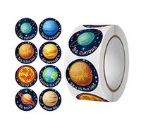 Itkcozcg Fournitures de bureau, 500 autocollants réalistes planètes rondes adhésives pour cartes de vœux, enveloppements, sacs postaux, anniversaire, Image de référence des couleurs, 2,5 cm,