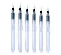 Itkcozcg Fournitures de bureau, lot de 3/6 pinceaux de peinture à l'eau rechargeables, stylos fins et plats pour aquarelle, artiste débutant, fournitures, Image de référence des couleurs, Length 12cm,