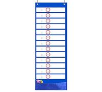 Itkcozcg Fournitures de bureau, planificateur quotidien pour salle de classe, 13 cartes double face effaçables à sec, 1 poche, 2 crochets pour l'école, le bureau, la maison, bleu, 90*33CM, Fournitures