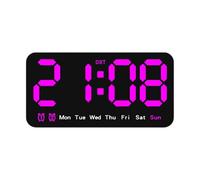 Itkcozcg Horloge murale numérique LED grand écran 2 alarmes avec fonction DST Luminosité réglable pour la maison et la salle de classe Alarme réglable