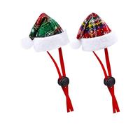 Itkcozcg Lot de 2 chapeaux de Père Noël pour chiens et chats - Accessoires de vacances pour petites races - Pour animal domestique