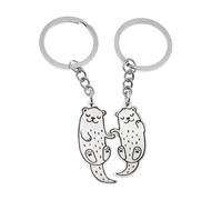 Itkcozcg Lot de 2 porte-clés en forme d'animal en forme de loutre en acier inoxydable pour couple, Référence couleur de l'image #, taille unique