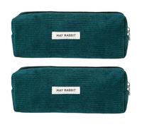 Itkcozcg Lot de 2 trousses à crayons en velours côtelé pour enfants, étudiants, adultes, grande capacité, avec fermeture éclair, trousse de voyage, trousse de maquillage, organiseurs de papeterie