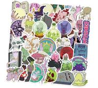 Itkcozcg Lot de 50 autocollants de sorcière en PVC pour tablettes, sacs à dos, bouteilles d'eau, art décoratif, Halloween, sorcière