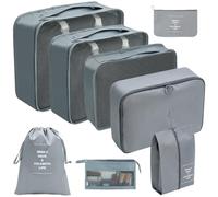Itkcozcg Lot de 8 sacs à main de voyage pour valises, cubes de rangement pour vêtements, cosmétiques, gris, 23*32*5cm