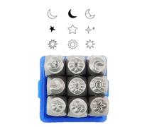 Itkcozcg Lot de 9 outils d'estampage en métal de 3 mm, en acier, motif soleil et étoile pour la fabrication de bijoux