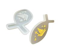 Itkcozcg Moules en silicone en forme de poisson en forme de créature marine pour bougeoir, porte-bougies, résine époxy, moules en silicone pour ciment et gypse