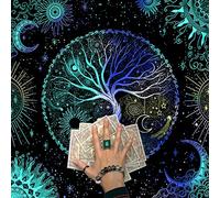 Itkcozcg Nappe de carte de tarot, autel, tissu, arbres de vie, nappe astrologique, divinations, tapis de tapisserie, décoration d'intérieur