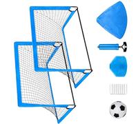 Itkcozcg Paire de structures de football pliables comprenant 3 gonfleurs de ballon de football et piquets pour la pratique des jeunes équipements athlétiques des enfants