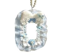 Itkcozcg Porte-cartes tendance en forme d'aile angélique en peluche avec motifs élégants en dentelle, portable pour étudiants et amateurs de création, bleu, As shown in the figure