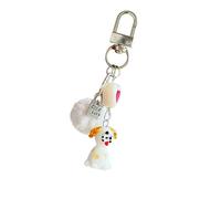 Itkcozcg Porte-clés en résine avec motif chiot coloré à pois - Léger et robuste - Durable - Joli design de chien, Little Yellow Dog Do, Door latch 9cm, hanging rope 11cm