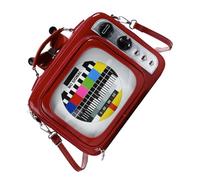Itkcozcg Retro Designs School Baackpack Sac à bandoulière pour femme avec fenêtre transparente et sangle réglable pour tous les jours, Rouge, As shown in the picture (error 1-3cm)