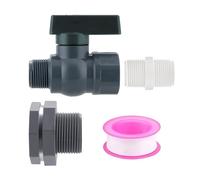 Itkcozcg Robinets de pluie complets - Systèmes de robinet - 2 robinets à boisseau sphérique en PVC - Connecteurs de tuyau d'arrosage pour collecte d'eau de pluie - Raccords de collecte d'eau de pluie