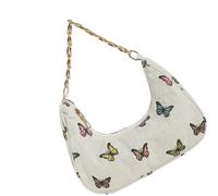 Itkcozcg Sac à bandoulière contemporain réutilisable en coton et lin avec détails floraux artistiques, sacs pratiques pour femmes, sac en coton et lin, Chaîne 2, One Size