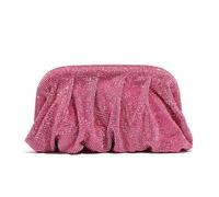 Itkcozcg Sac à bandoulière pour femme avec strass et chaîne plissée pour fête, cocktail, banquet, fête de mariage, rouge pastèque, One Size