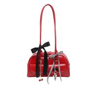 Itkcozcg Sac à bandoulière tendance avec grand espace et double poches, nœuds en ruban, breloque sous les aisselles, sac à main japonais, sac à main, Rouge, One Size