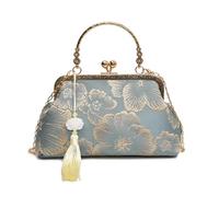 Itkcozcg Sac à dos tendance, élégant sac de soirée chinois, inspiré de Cheongsam, sac à bandoulière pour fête de mariage, sac à main pour femme, bleu, Size reference picture