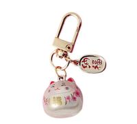 Itkcozcg Sac à dos tendance style japonais chat avec clochettes porte-clés breloque en métal pour homme et femme, blanc, Size reference picture