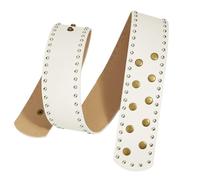 Itkcozcg Style punk clouté simili cuir ceinture réglable unisexe design pour tenues décontractées et festivals de musique, blanc, The belt is 100cm long and 6.2cm wide.