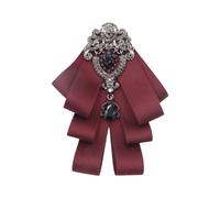 Itkcozcg Vêtements accessoires, Hommes Femmes Ruban de Soie Bowtie Jabot Collier Cristal Strass Cravate Mariage Bowtie Broche Broche Vintage Pre Tied Cravate, Rouge vin#, Length and width: about