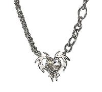 Itkcozcg Web Thorns Collier simple hip-hop clavicule chaîne femme cristal perle chaîne de cou couture collier amour cœur