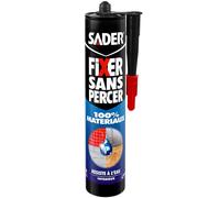 Sader Fixer Sans Percer - 100% Matériaux - Tous Supports - Mastic Colle Intérieur - Résiste à l'Eau - Colle Salle de Bain - Hybride Polymère - Couleur : Blanc - Cartouche de 290ml