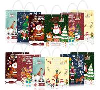 ITMNMNL Lot de 12 Sacs Cadeaux de Noël - 6 Modèles pour Fête, Bonbons - Pochette 19*10*23cm