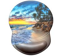 ITNRSIIET Tapis de Souris avec Repose-Poignet en Gel, Confort avec Repose-Poignet Ergonomique, Base en PU antidérapant, pour Ordinateur et Ordinateur Portable,Plage