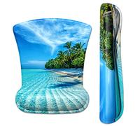 ITNRSIIET Tapis de souris ergonomique antidérapant en mousse à mémoire de forme pour clavier - Soulagement de la douleur - Parfait pour ordinateur portable ou bureau - Bleu ciel