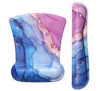 ITNRSIIET Tapis de souris ergonomique antidérapant en mousse à mémoire de forme pour clavier - Soulage la douleur - Parfait pour ordinateur portable et bureau - Marbre bleu violet