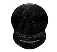 ITNRSIIET Tapis de souris ergonomique avec repose-poignet en gel - Surface lisse - Base antidérapante en PU - Confortable - Soulage la douleur - 22,1 x 18,3 cm - Motif contour topographique - Noir