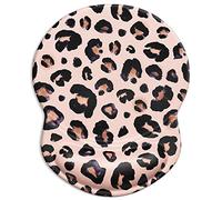 ITNRSIIET Tapis de Souris Ergonomique avec Repose-Poignet en Gel, Tapis de Souris de Jeu avec Tissu Lycra, Base antidérapante pour Ordinateur, Ordinateur Portable, Motif léopard Noir et Violet