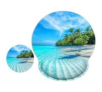 ITNRSIIET Tapis de souris ergonomique avec repose-poignet - Surface lisse - Base en caoutchouc antidérapante - Confortable - Fournitures de bureau - Soulage la douleur - 24,9 x 23,1 cm - Bleu mer bleu