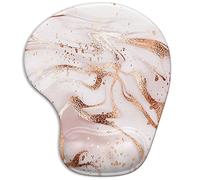 ITNRSIIET Tapis de Souris Ergonomique avec Support de Poignet en Gel avec Repose-Poignet pour, soulagement de la Douleur avec Base antidérapante en pour Bureau et Maison, marbre Or Rose