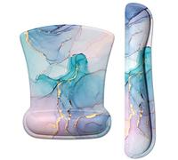 ITNRSIIET Tapis de souris repose-poignet ergonomique antidérapant en mousse à mémoire de forme pour clavier, soulagement de la douleur, parfait pour, ordinateur portable, jeu, bureau, marbre texturé