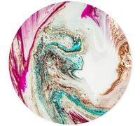 ITNRSIIET Tapis de Souris Rond, Mouse Pad pour Ordinateur PC Bureau Portable, Étanche Surface Lisse, Base Antidérapante en Caoutchouc, avec Bord Cousu, Art marbré Moderne Rouge