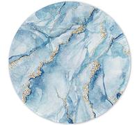 ITNRSIIET Tapis de Souris Rond, Tapis Souris pour Ordinateur PC Bureau Portable, Étanche Surface Lisse, Base Antidérapante en Caoutchouc, avec Bord Cousu, Marbrure Bleue