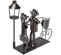 ito electronics Porte-Bouteille avec Lanterne - Motif Couple de Danse - Cadeau de Mariage - en Forme de cœur - avec Lanterne - Argenté - Dimensions (L x l x H) : 23 x 10 x 33 cm (avec Bouteille)