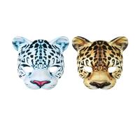 ITODA 2 PCS Demi-masque de Léopard Réaliste Demi-masque d'Animal Élastique en EVA Imprimé Résliate Costume de Simulation Créatif pour Halloween Carnaval Mascarade Fête Costumée, Léopard