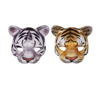 ITODA 2 PCS Demi-masque de Tigre Réaliste Demi-masque d'Animal Élastique en EVA Imprimé Résliate Costume de Simulation Créatif pour Halloween Carnaval Mascarade Fête Costumée, Tigre