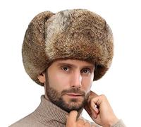 ITODA Homme Chapka Russe en Fausse Fourrure Chapeau Trappeur Hiver Chaud Bonnet Aviateur Doux Cache-Oreilles Coupe-Vent Bonnet de Ski Snowboard Confortable pour Voyage Camping Activités d'hiver