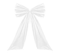 ITODA Nœud Géant 65 x 105 cm pour Décoration de Fête Grand Nœud à Suspendre Réutilisable Noeud Papillon Décoratif pour Mariage Anniversaire Accessoire de Salle pour Noël Baptême Porte d’entrée, Blanc