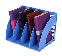 ITODA Rangement Bureau Organisateur de Bureau Table en Plastique 4 Compartiments DIY Porte-revues Magazines Casier de Stockage Support pour Papier A4 Document Dossier Magazine Cahier CD Livre