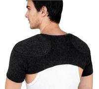 ITODA Unisex Double Support d'épaule Chaud Coussinet d'épaule Protège-épaule en Cachemire Soutien d'épaule Chaud Soulager la Douleur et Blessures pour Maison et Bureau, Gris Foncé, L