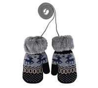 ITODA Unisexe Enfant Moufle avec Corde Gants en Peluche Mignon Motif de Flocon de Neige Mitaine Plein-Doigt Gants de Ski Camping Randonnée Extérieur Gloves Epais Confort pour Filles Garçons 3-8ans