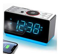 iTOMA Radio réveil avec Haut - Parleurs Bluetooth, Radio FM, Double Alarme avec Snooze, Grand écran LED, Contrôle de Gradation, Sortie de Charge USB et Veilleuse CKS708