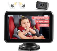 Itomoro Caméra de voiture pour bébé, 10,9 cm, vision nocturne 1080p, moniteur de bébé avec caméra 5 minutes, installation facile, grand angle pour siège arrière ACZ407