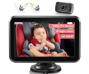 Itomoro Caméra de voiture pour bébé, 10,9 cm, vision nocturne 1080p, moniteur de bébé avec caméra 5 minutes, installation facile, grand angle pour siège arrière ACZ407