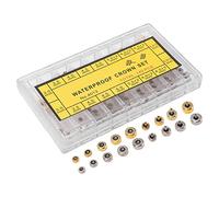 Itonash 140pcs Couronne de Pièces de Rechange, Couronnes de Remplacement de Taille Mixte en Acier Inoxydable pour Réparation de Montres avec Boîte de Rangement à 18 Compartiments